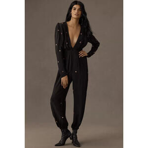 NEW, Farm Rio Black Mirror Embroidered Jumpsuit Size XS #LD241